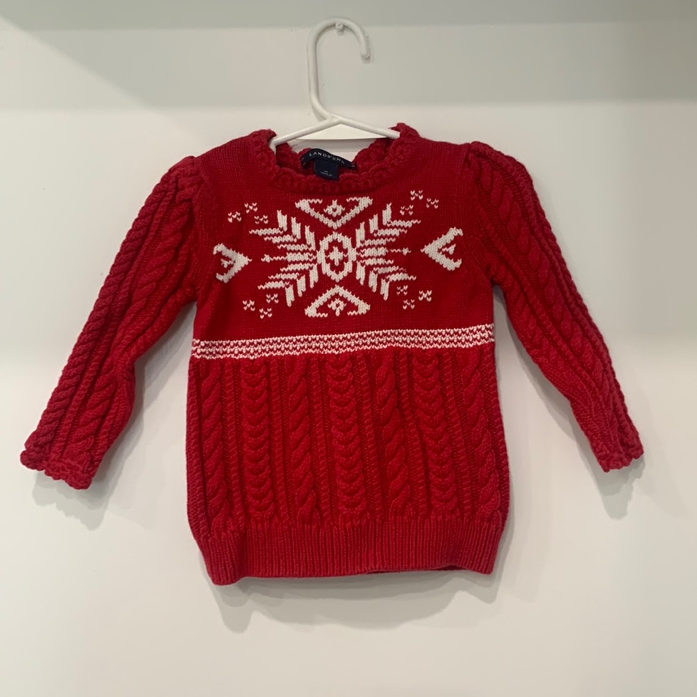 Unisex Land’s End Red and White Sweater